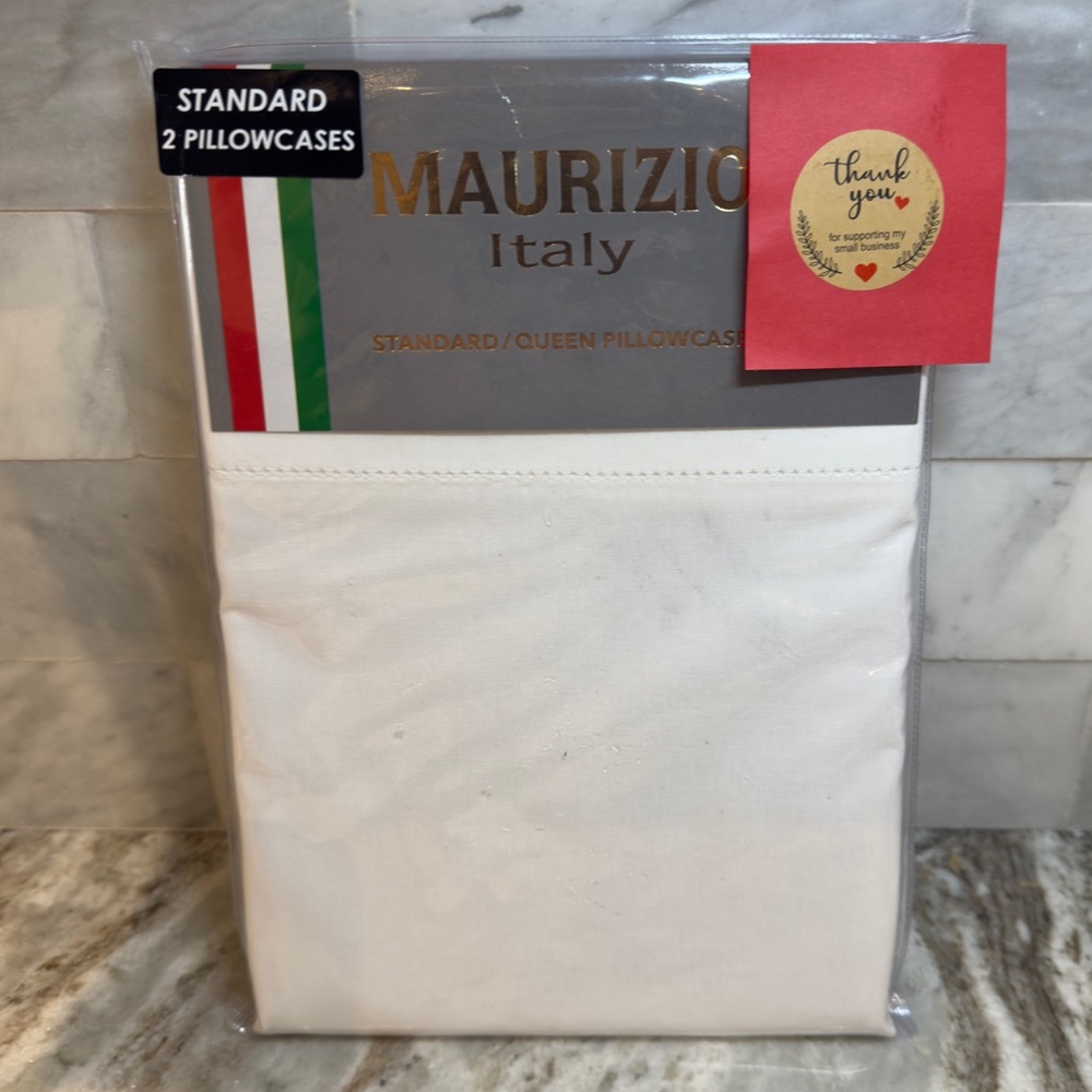 Maurizio Italy Luxury 100% Cotton Standard Set of 2 Pillowcases Hemstitch New